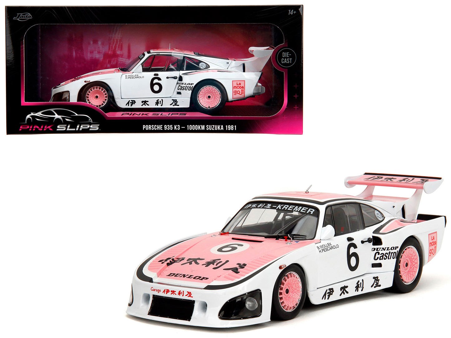 Porsche 935 K3 #6 Bob Wollek - Henri Pescarolo Winner "Suzuka 1000KM" (1981) "Pink Slips" Series 1/18 Diecast Model Car by Jada <h2>Porsche Jada</h2> <p>High-quality perfect for collectors and enthusi