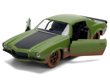 Dom's 1973 Chevrolet Camaro "F-Bomb" Matt Green (Dirty Version) with Black Hood Stripe "Fast & Furious" (2009) Movie Furious 25 Years" Series 1/32 Diecast Model Car by Jada <h2>Dom's Jada</h2> <p>High