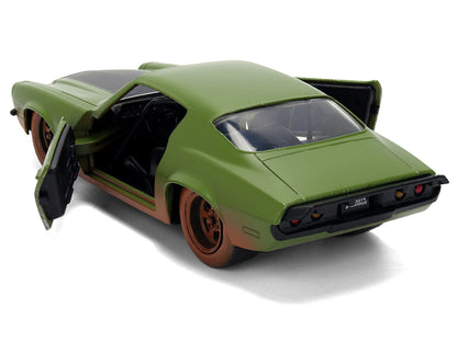 Dom's 1973 Chevrolet Camaro "F-Bomb" Matt Green (Dirty Version) with Black Hood Stripe "Fast & Furious" (2009) Movie Furious 25 Years" Series 1/32 Diecast Model Car by Jada <h2>Dom's Jada</h2> <p>High