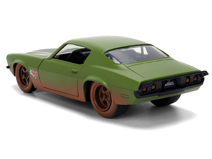 Dom's 1973 Chevrolet Camaro "F-Bomb" Matt Green (Dirty Version) with Black Hood Stripe "Fast & Furious" (2009) Movie Furious 25 Years" Series 1/32 Diecast Model Car by Jada <h2>Dom's Jada</h2> <p>High