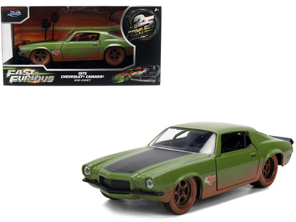 Dom's 1973 Chevrolet Camaro "F-Bomb" Matt Green (Dirty Version) with Black Hood Stripe "Fast & Furious" (2009) Movie Furious 25 Years" Series 1/32 Diecast Model Car by Jada <h2>Dom's Jada</h2> <p>High