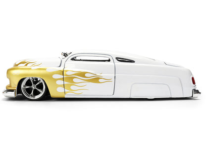 1951 Mercury Coupe White with Gold Flames "Bigtime Muscle" Series 1/24 Diecast Model Car by Jada <h2>1951 Jada</h2> <p>High-quality perfect for collectors and enthusiasts. Features detailed interior e