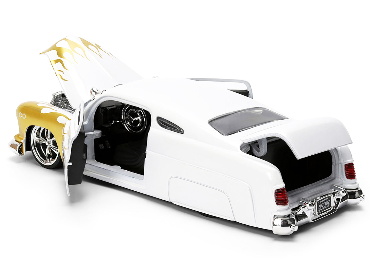 1951 Mercury Coupe White with Gold Flames "Bigtime Muscle" Series 1/24 Diecast Model Car by Jada <h2>1951 Jada</h2> <p>High-quality perfect for collectors and enthusiasts. Features detailed interior e
