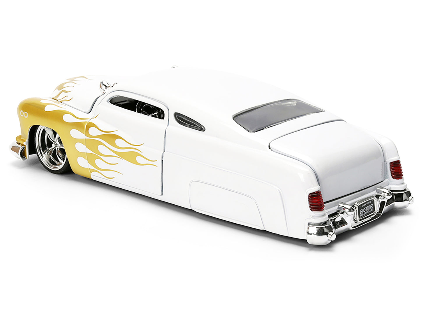 1951 Mercury Coupe White with Gold Flames "Bigtime Muscle" Series 1/24 Diecast Model Car by Jada <h2>1951 Jada</h2> <p>High-quality perfect for collectors and enthusiasts. Features detailed interior e