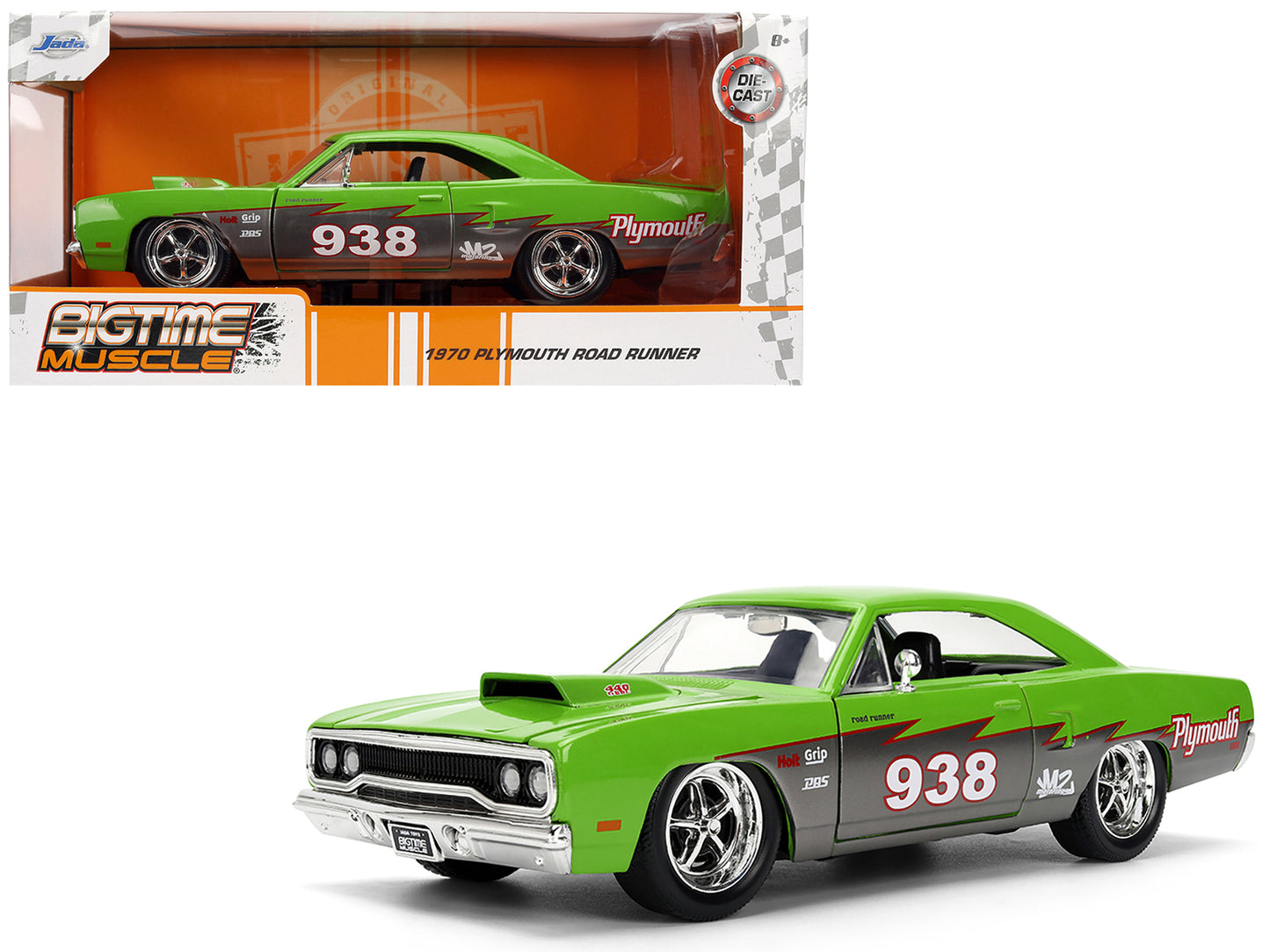 1970 Plymouth Road Runner #938 Green and Gray Metallic "Bigtime Muscle" Series 1/24 Diecast Model Car by Jada <h2>1970 Jada</h2> <p>High-quality perfect for collectors enthusiasts. Features detailed i