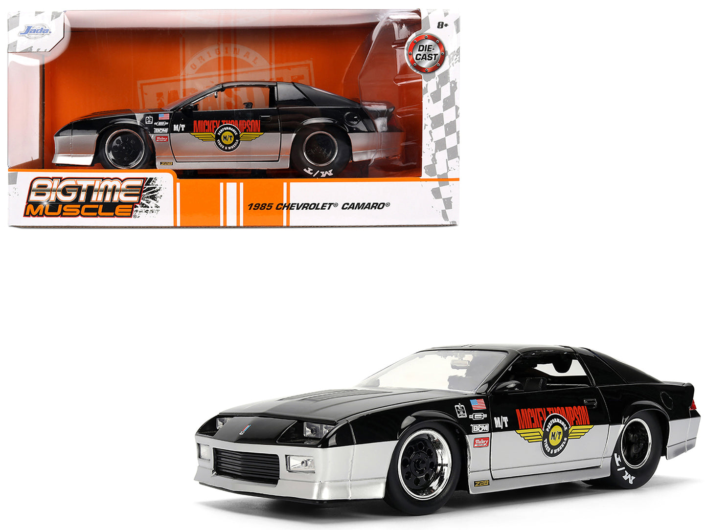 1985 Chevrolet Camaro Z28 "Mickey Thompson" Black and Silver Metallic "Bigtime Muscle" Series 1/24 Diecast Model Car by Jada <h2>1985 Jada</h2> <p>High-quality perfect for collectors enthusiasts. Feat