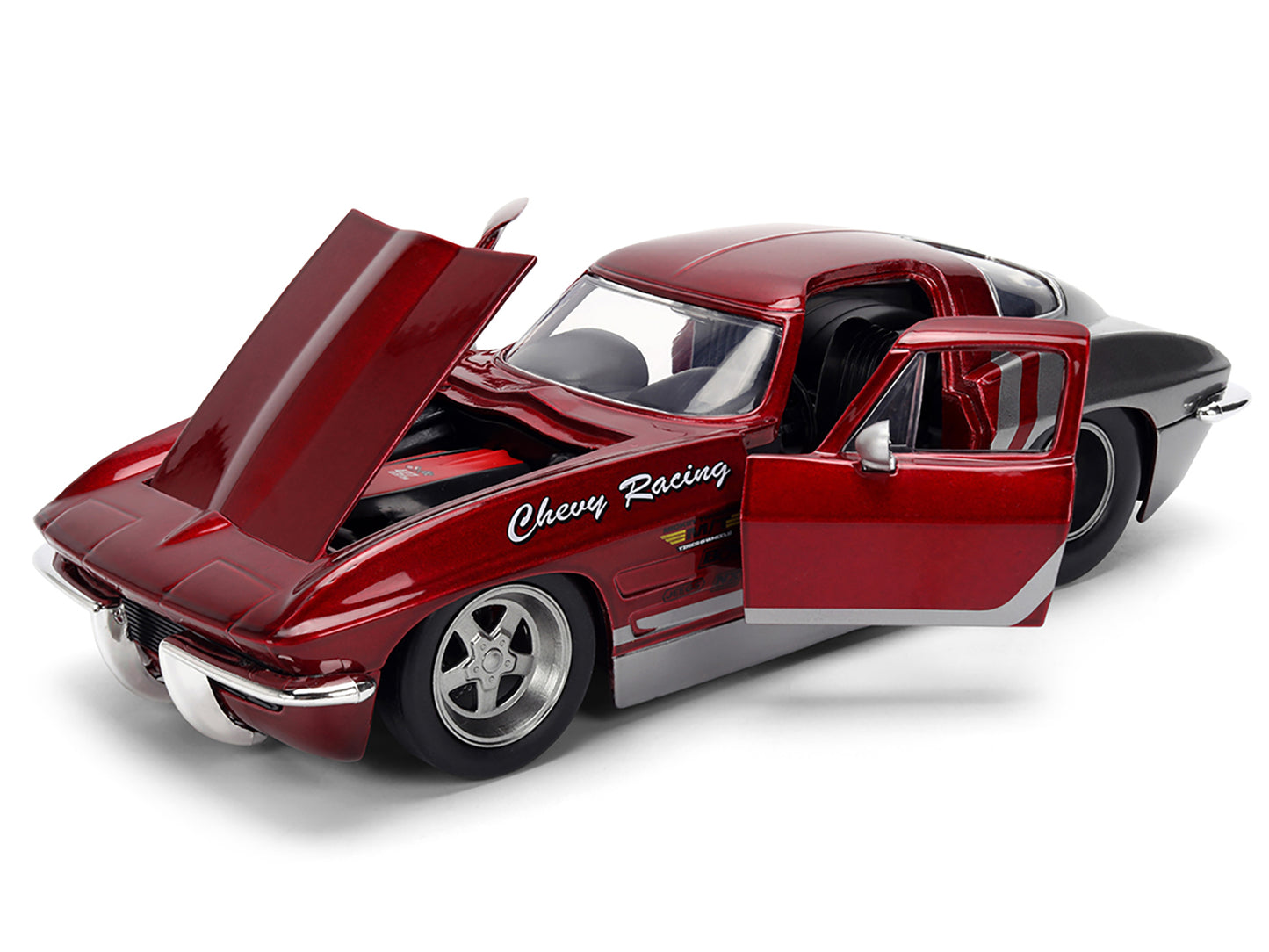 1963 Chevrolet Corvette Stingray "Chevy Racing" Red Metallic and Gray "Bigtime Muscle" Series 1/24 Diecast Model Car by Jada <h2>1963 Jada</h2> <p>High-quality perfect for collectors enthusiasts. Feat