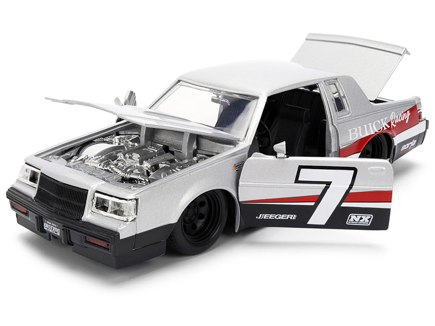 1987 Buick Grand National #7 "Buick Racing" Matt Silver Metallic with Red and Black Stripes "Bigtime Muscle" Series 1/24 Diecast Model by Jada <h2>1987 Jada</h2> <p>High-quality car perfect for collec