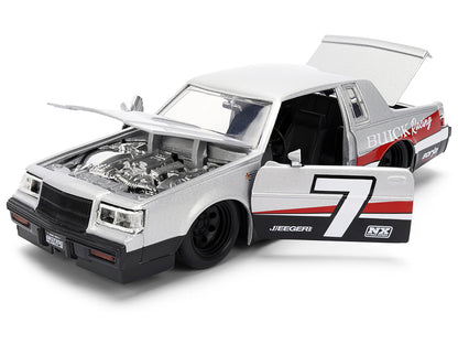 1987 Buick Grand National #7 "Buick Racing" Matt Silver Metallic with Red and Black Stripes "Bigtime Muscle" Series 1/24 Diecast Model by Jada <h2>1987 Jada</h2> <p>High-quality car perfect for collec