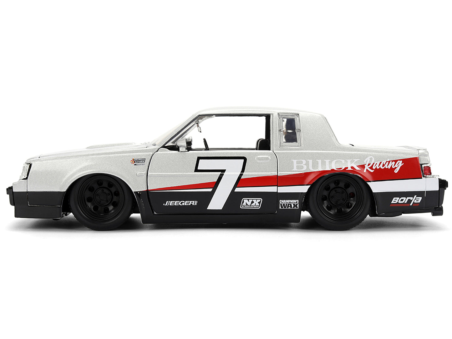 1987 Buick Grand National #7 "Buick Racing" Matt Silver Metallic with Red and Black Stripes "Bigtime Muscle" Series 1/24 Diecast Model by Jada <h2>1987 Jada</h2> <p>High-quality car perfect for collec
