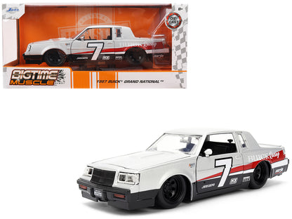 1987 Buick Grand National #7 "Buick Racing" Matt Silver Metallic with Red and Black Stripes "Bigtime Muscle" Series 1/24 Diecast Model by Jada <h2>1987 Jada</h2> <p>High-quality car perfect for collec
