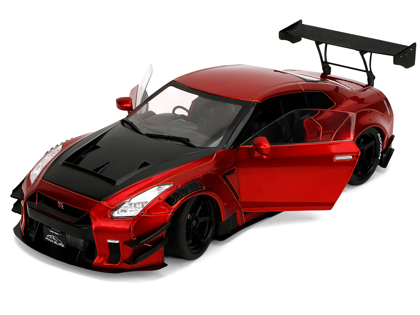 Nissan GT-R (R35) Liberty Walk Body Kit 2.0 RHD (Right Hand Drive) Red Metallic with Carbon Hood "Pink Slips" Series 1/18 Diecast Model Car by Jada <h2>Nissan Jada</h2> <p>High-quality perfect for col