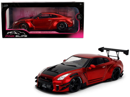Nissan GT-R (R35) Liberty Walk Body Kit 2.0 RHD (Right Hand Drive) Red Metallic with Carbon Hood "Pink Slips" Series 1/18 Diecast Model Car by Jada <h2>Nissan Jada</h2> <p>High-quality perfect for col