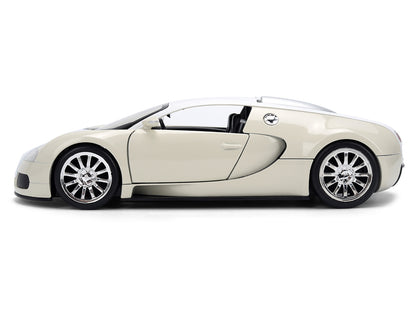 2011 Bugatti Veyron White and Tan "Furious 7" (2015) Movie "25 Years of Fast & Furious" Series 1/24 Diecast Model Car by Jada