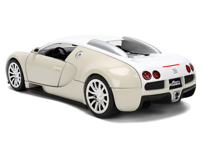 2011 Bugatti Veyron White and Tan "Furious 7" (2015) Movie "25 Years of Fast & Furious" Series 1/24 Diecast Model Car by Jada