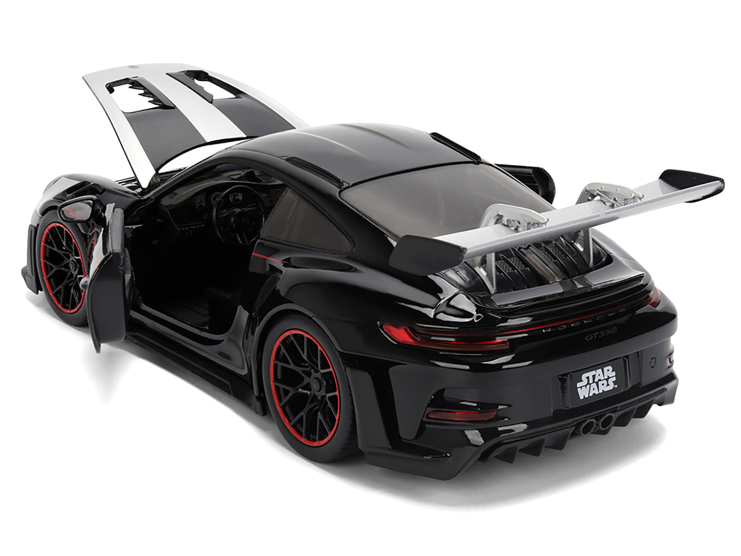 Porsche 911 GT3 RS (992) Black with Silver Hood and Graphics Darth Vader Figure "Star Wars" Franchise "Hollywood Rides" Series 1/24 Diecast Model Car by Jada <h2>Porsche Jada</h2> <p>High-quality perf