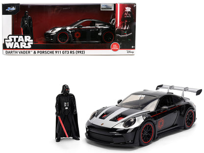 Porsche 911 GT3 RS (992) Black with Silver Hood and Graphics Darth Vader Figure "Star Wars" Franchise "Hollywood Rides" Series 1/24 Diecast Model Car by Jada <h2>Porsche Jada</h2> <p>High-quality perf