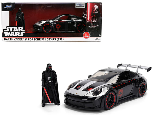 Porsche 911 GT3 RS (992) Black with Silver Hood and Graphics Darth Vader Figure "Star Wars" Franchise "Hollywood Rides" Series 1/24 Diecast Model Car by Jada <h2>Porsche Jada</h2> <p>High-quality perf