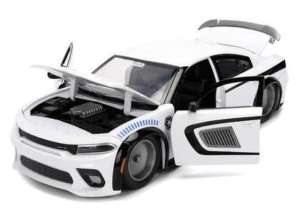 2021 Dodge Charger SRT Hellcat White with Graphics and Stormtrooper Figure "Star Wars" Franchise "Hollywood Rides" Series 1/24 Diecast Model Car by Jada <h2>2021 Jada</h2> <p>High-quality perfect for