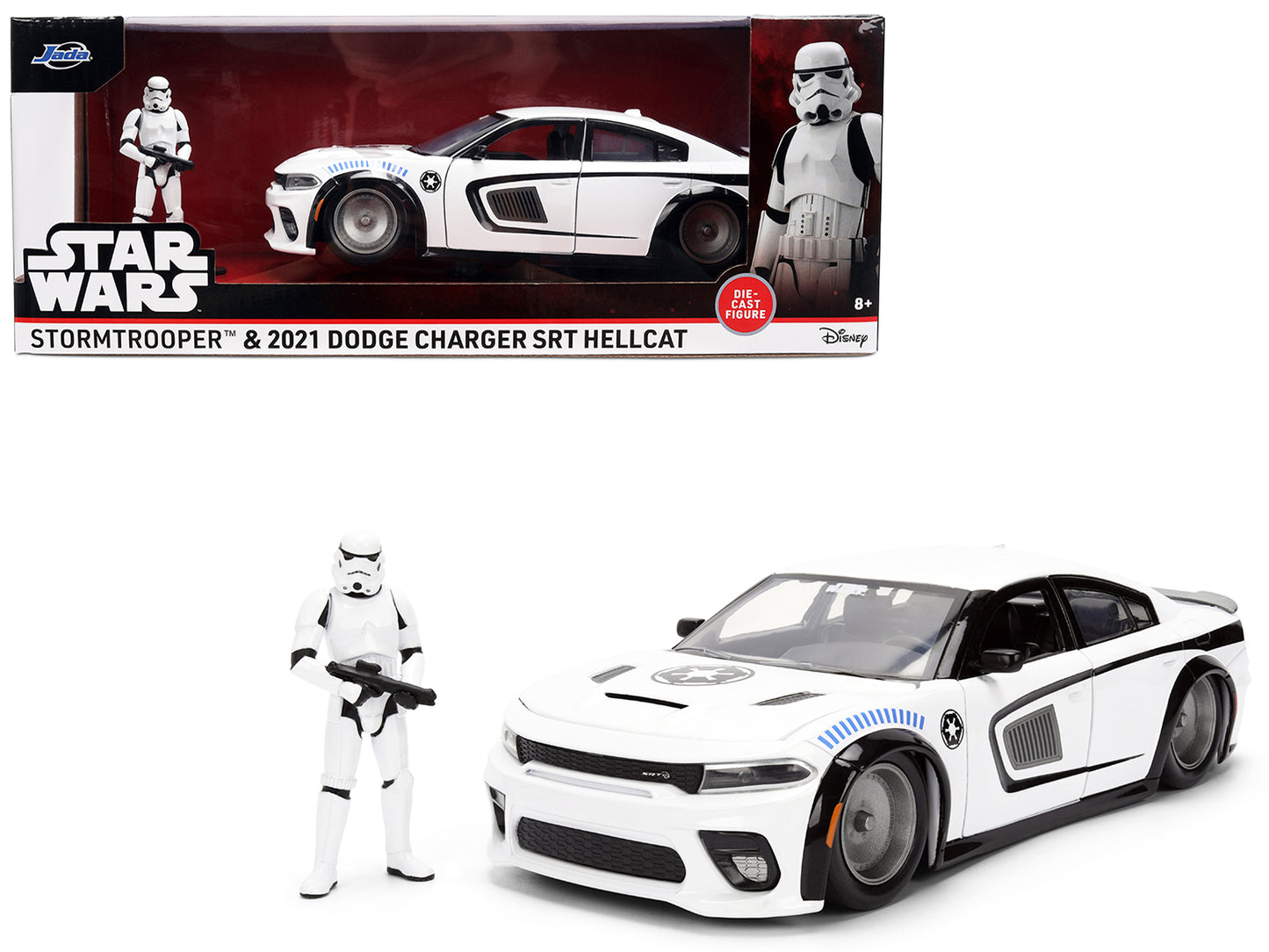 2021 Dodge Charger SRT Hellcat White with Graphics and Stormtrooper Figure "Star Wars" Franchise "Hollywood Rides" Series 1/24 Diecast Model Car by Jada <h2>2021 Jada</h2> <p>High-quality perfect for