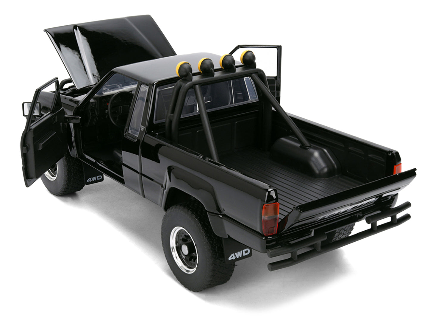 1985 Toyota SR5 Pickup Truck Black with Marty's Skateboard "Back to the Future" (1985) Movie "Hollywood Rides" Series 1/24 Diecast Model Car by Jada