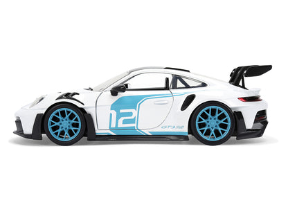 Porsche 911 GT3 RS (992) #12 White with Blue Stripes and Carbon Top "Hyper-Spec" Series 1/24 Diecast Model Car by Jada <h2>Porsche Jada</h2> <p>High-quality perfect for collectors enthusiasts. Feature