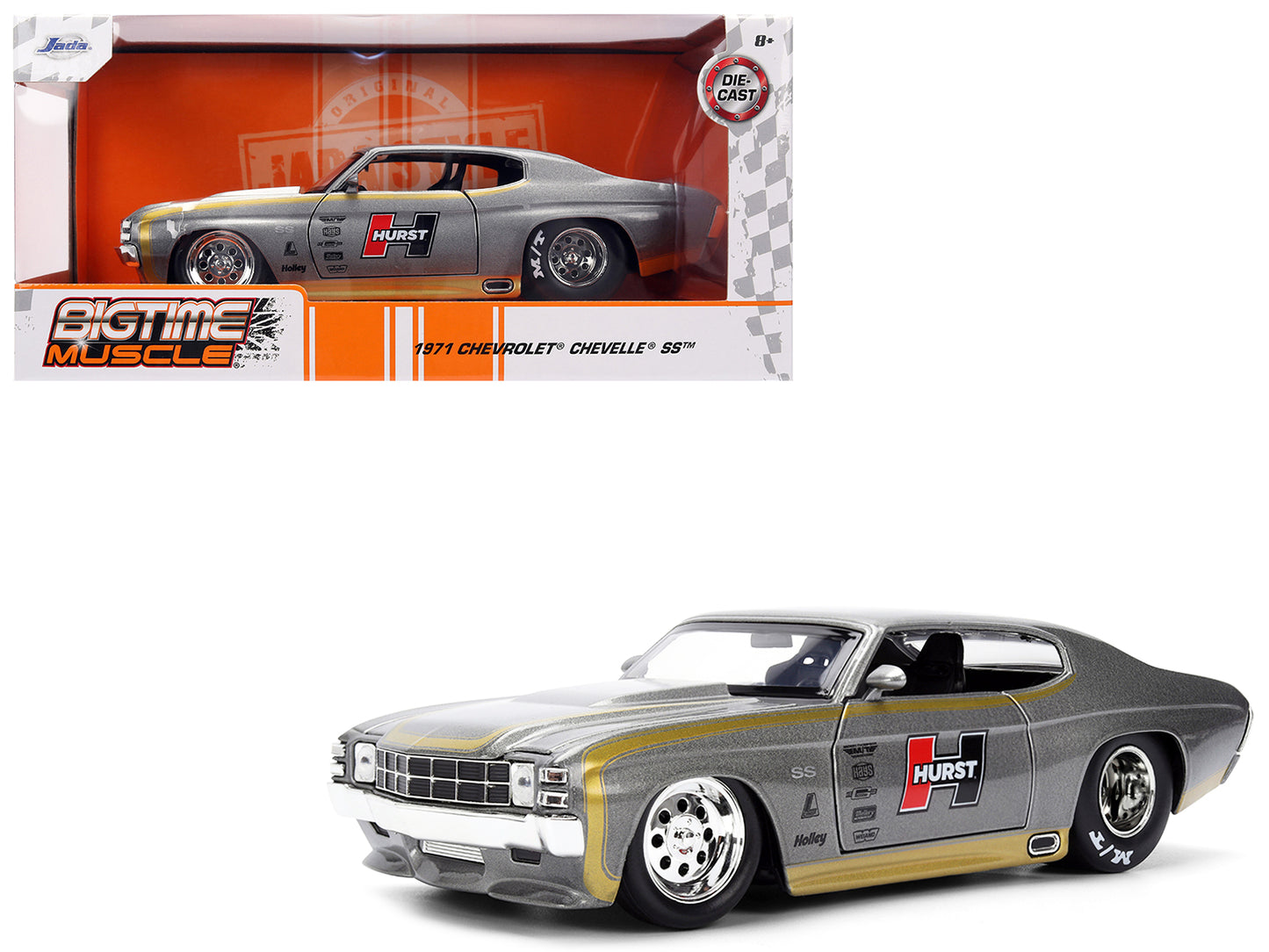 1971 Chevrolet Chevelle SS "Hurst" Gray Metallic with Gold Stripes "Bigtime Muscle" Series 1/24 Diecast Model Car by Jada <h2>1971 Jada</h2> <p>High-quality perfect for collectors and enthusiasts. Fea
