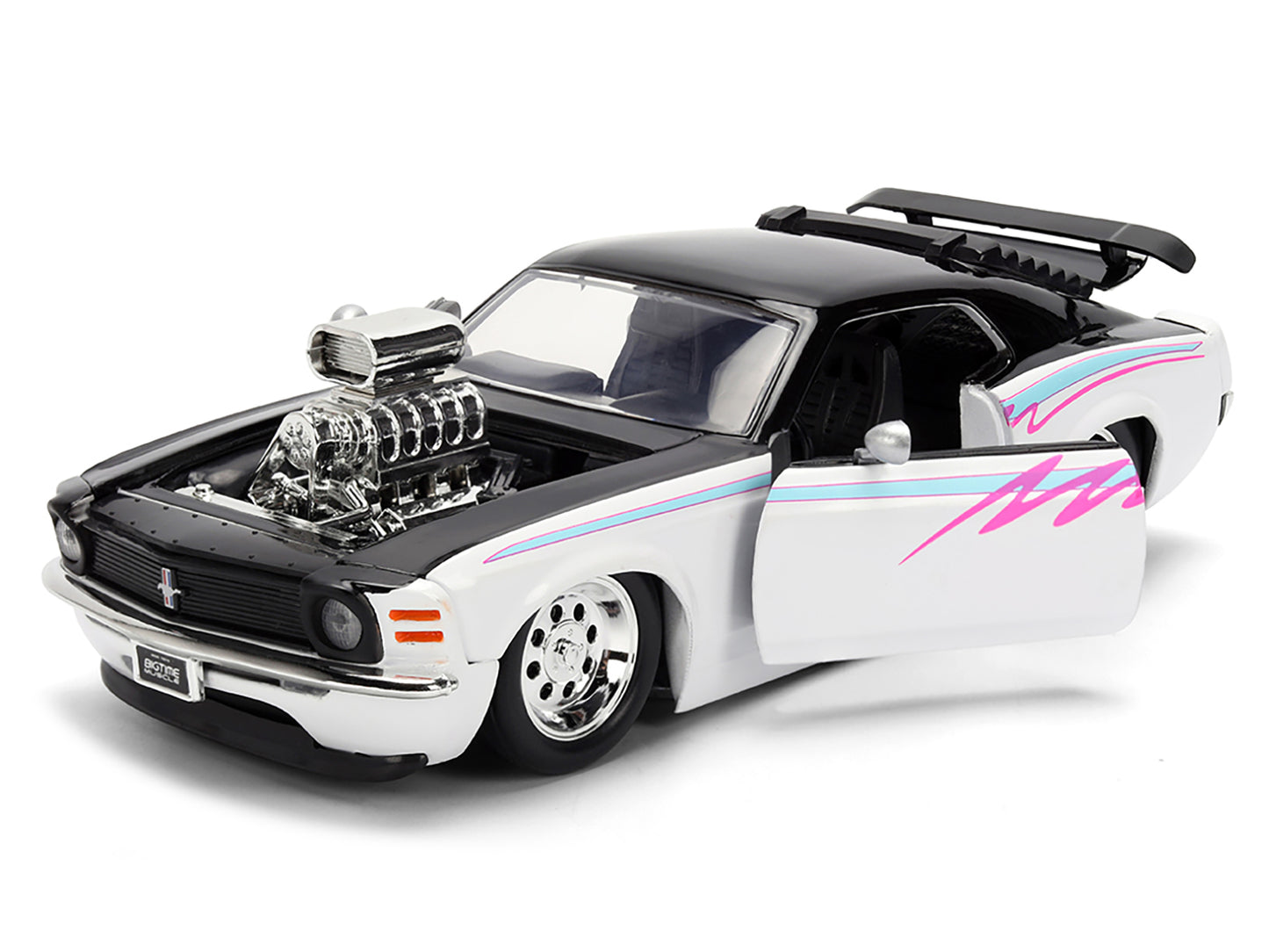 1970 Ford Mustang Boss 429 Black and White with Graphics "Bigtime Muscle" Series 1/24 Diecast Model Car by Jada <h2>1970 Jada</h2> <p>High-quality perfect for collectors enthusiasts. Features detailed
