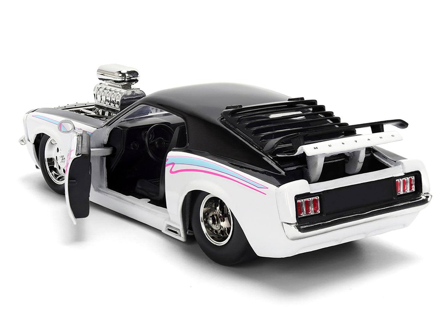 1970 Ford Mustang Boss 429 Black and White with Graphics "Bigtime Muscle" Series 1/24 Diecast Model Car by Jada <h2>1970 Jada</h2> <p>High-quality perfect for collectors enthusiasts. Features detailed