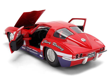1963 Chevrolet Corvette Stingray #63 "Chevy Racing" Red with White and Blue Stripes "Bigtime Muscle" Series 1/24 Diecast Model Car by Jada <h2>1963 Jada</h2> <p>High-quality perfect for collectors ent