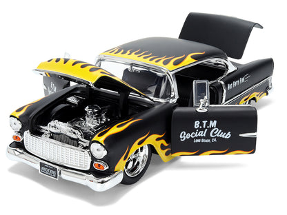 1955 Chevrolet Bel Air "BTM Social Club" Matt Black with Flames "Bigtime Muscle" Series 1/24 Diecast Model Car by Jada <h2>1955 Jada</h2> <p>High-quality perfect for collectors and enthusiasts. Featur