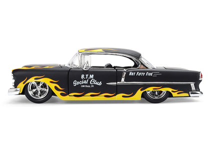 1955 Chevrolet Bel Air "BTM Social Club" Matt Black with Flames "Bigtime Muscle" Series 1/24 Diecast Model Car by Jada <h2>1955 Jada</h2> <p>High-quality perfect for collectors and enthusiasts. Featur