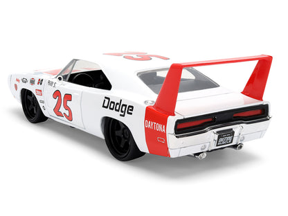 1969 Dodge Charger Daytona #25 White with Red Stripes "Bigtime Muscle" Series 1/24 Diecast Model Car by Jada <h2>1969 Jada</h2> <p>High-quality perfect for collectors and enthusiasts. Features detaile