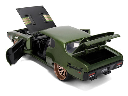 1972 Plymouth GTX Green Metallic with Matt Black Hood and Gold Stripes "Bigtime Muscle" Series 1/24 Diecast Model Car by Jada <h2>1972 Jada</h2> <p>High-quality perfect for collectors enthusiasts. Fea