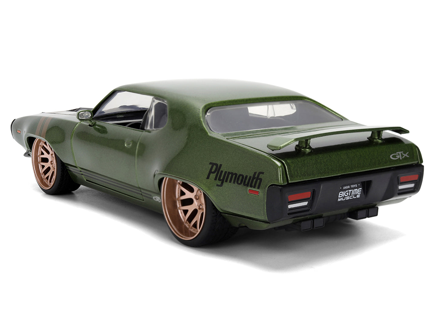1972 Plymouth GTX Green Metallic with Matt Black Hood and Gold Stripes "Bigtime Muscle" Series 1/24 Diecast Model Car by Jada <h2>1972 Jada</h2> <p>High-quality perfect for collectors enthusiasts. Fea