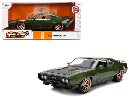 1972 Plymouth GTX Green Metallic with Matt Black Hood and Gold Stripes "Bigtime Muscle" Series 1/24 Diecast Model Car by Jada <h2>1972 Jada</h2> <p>High-quality perfect for collectors enthusiasts. Fea