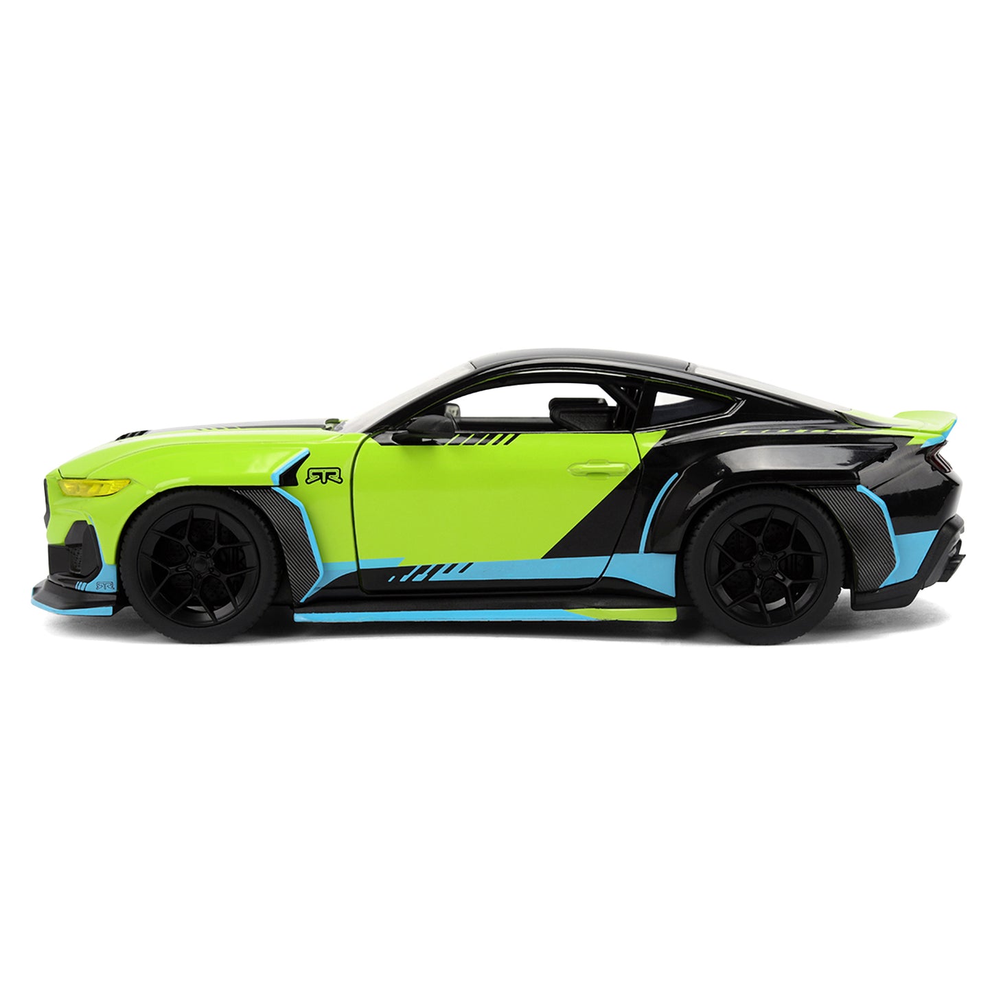 2026 Ford Mustang RTR Spec 5-D Lime Green with Black Top and Graphics "Hyper-Spec" Series 1/24 T&y Diecast Model Car by Jada