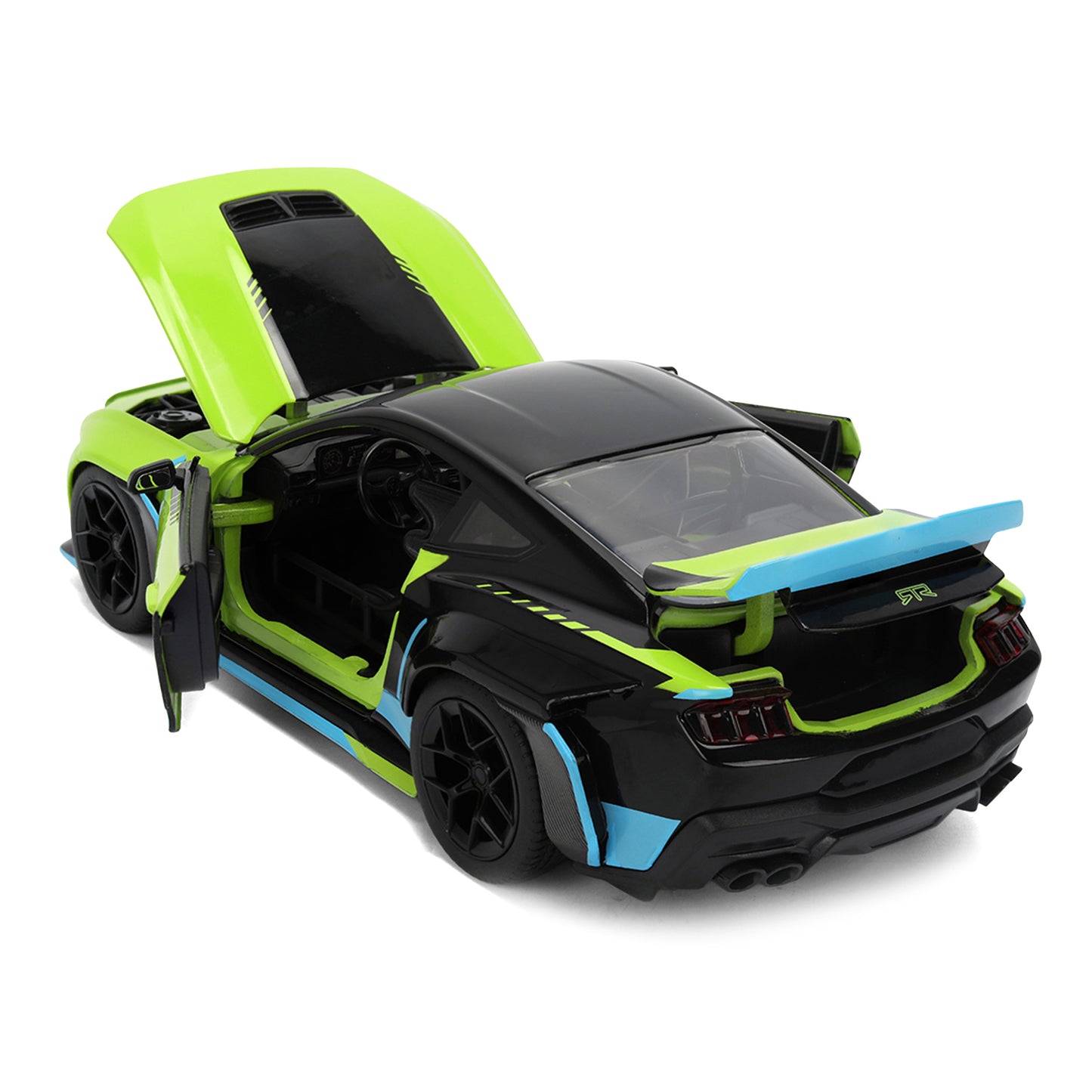 2026 Ford Mustang RTR Spec 5-D Lime Green with Black Top and Graphics "Hyper-Spec" Series 1/24 T&y Diecast Model Car by Jada