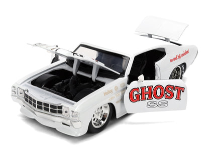 1971 Chevrolet Chevelle SS "Ghost SS" White with Graphics "Bigtime Muscle" Series 1/24 T&y Diecast Model Car by Jada