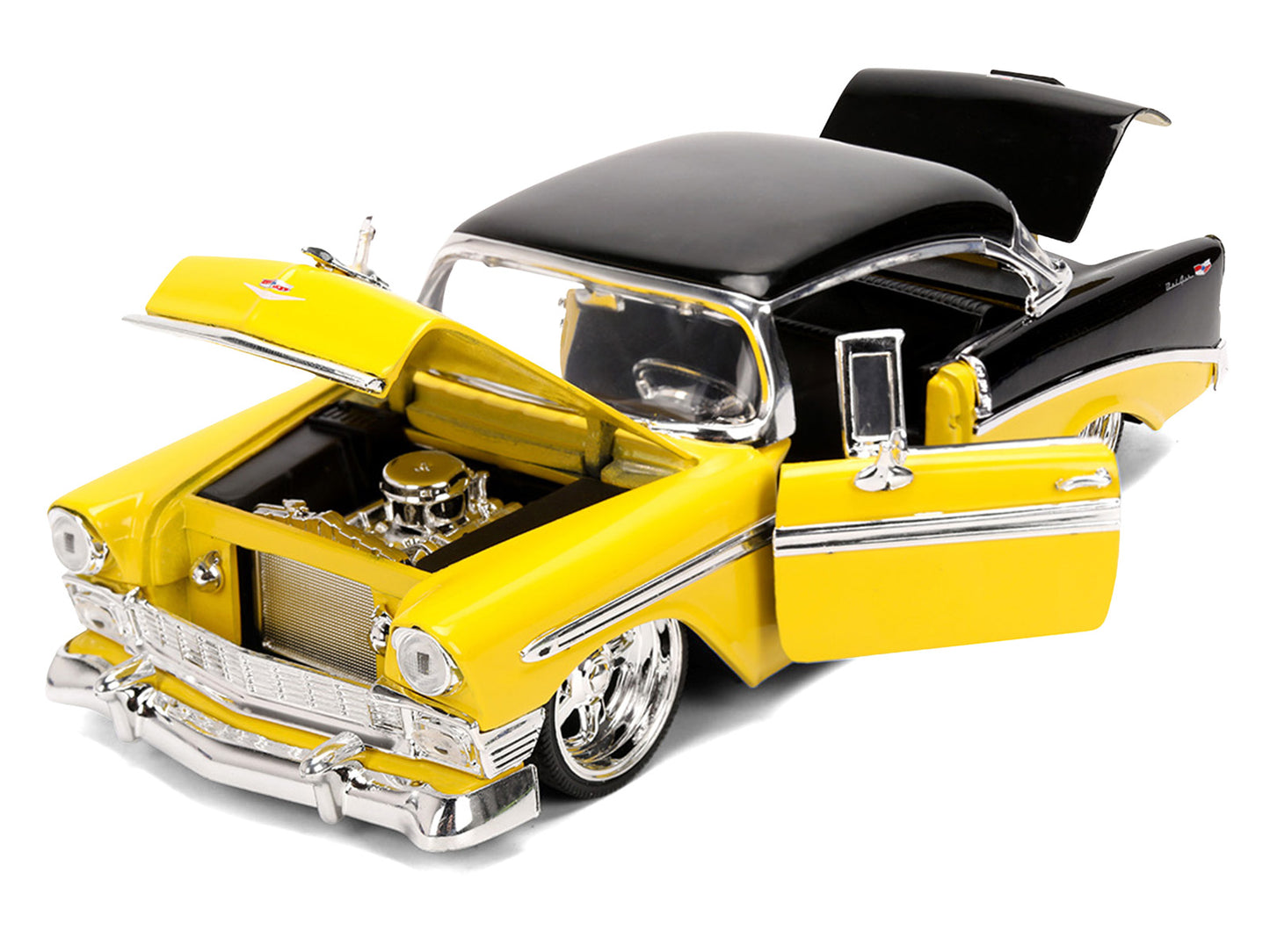 1956 Chevrolet Bel Air Yellow and Black "Bigtime Muscle" Series 1/24 Diecast Model Car by Jada <h2>1956 Jada</h2> <p>High-quality perfect for collectors enthusiasts. Features detailed interior exterio