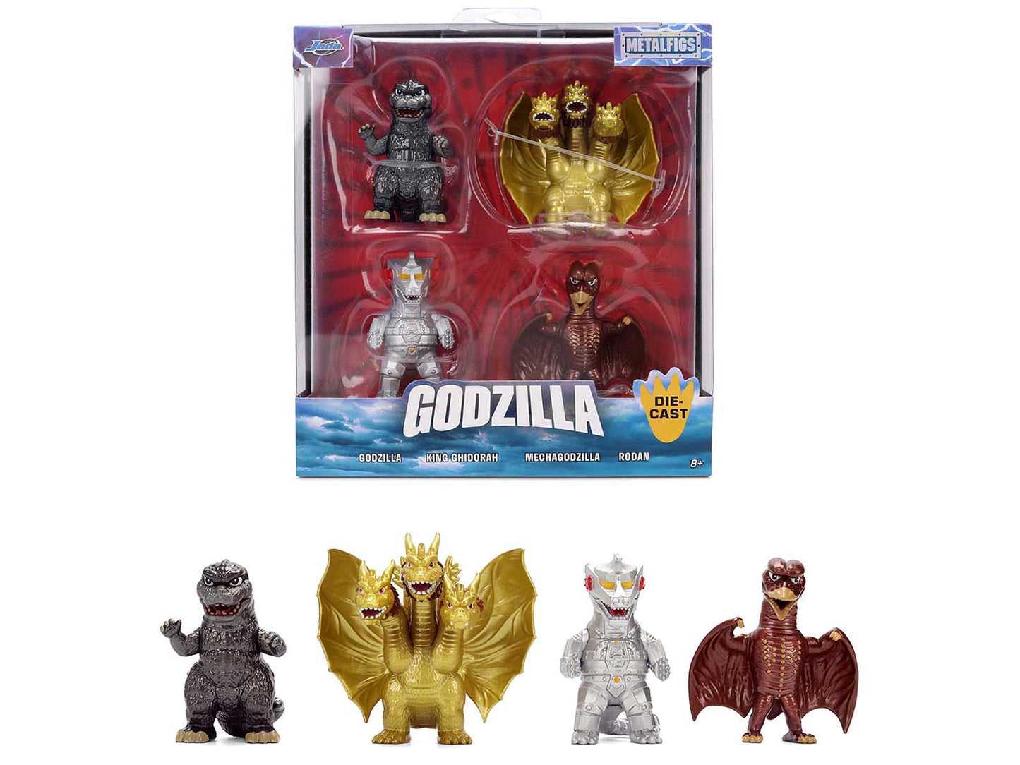 Set of 4 Diecast Figures "Godzilla" Franchise "Metalfigs" Series by Jada <h2>Set Jada</h2> <p>High-quality model car perfect for collectors and enthusiasts. Features detailed interior exterior craftsm