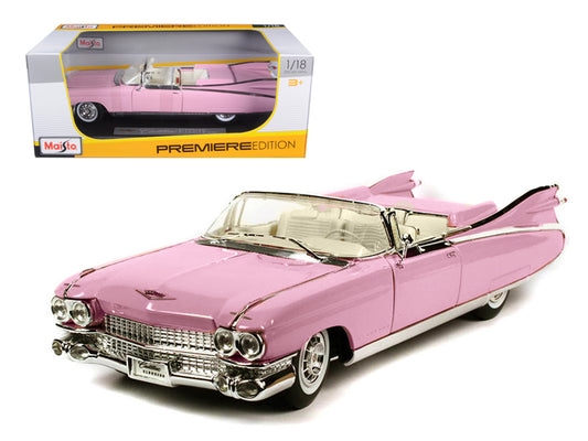 1959 Cadillac Eldorado Biarritz Convertible Pink 1/18 Diecast Model Car - Maisto