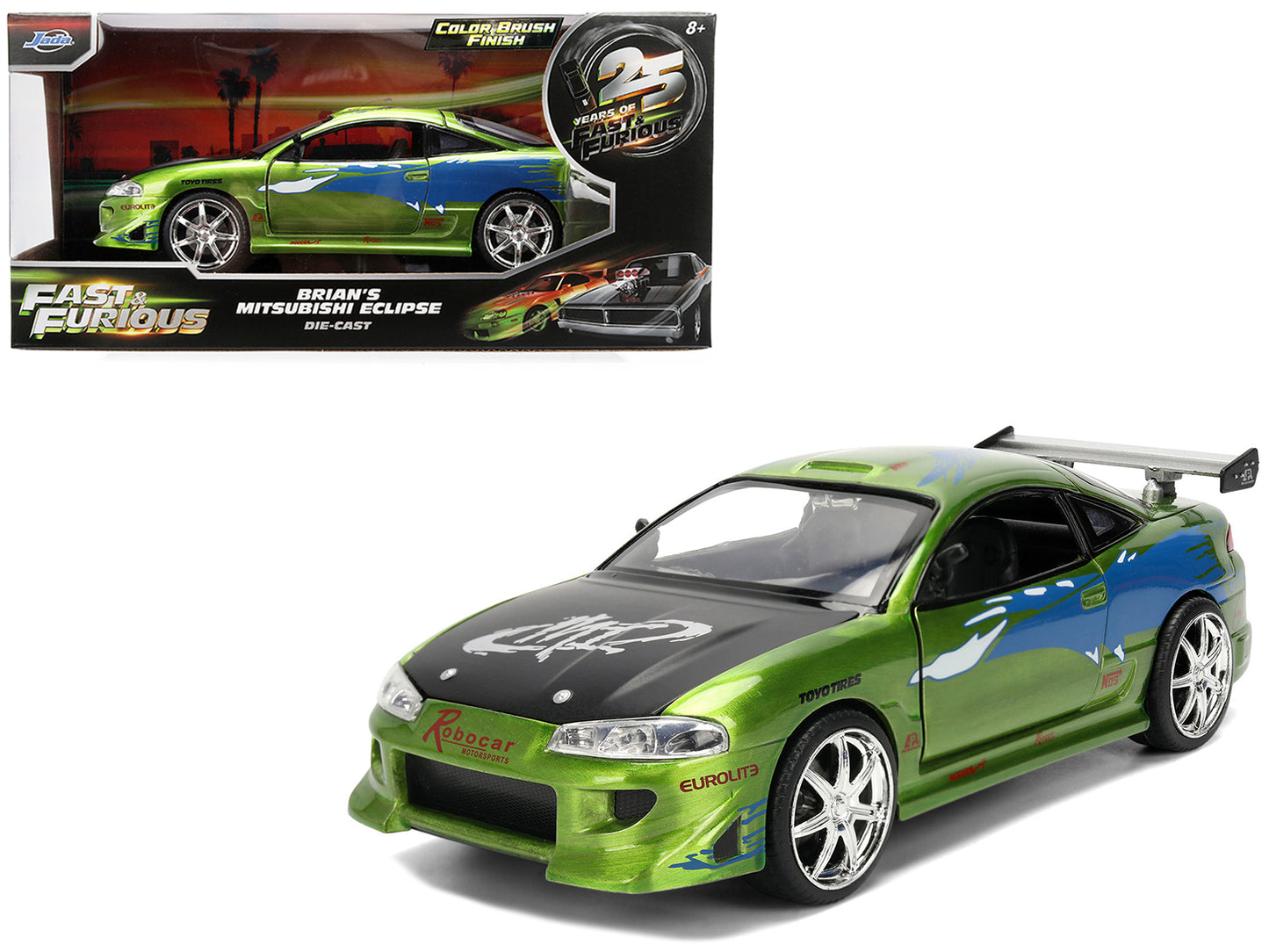 Brian's Mitsubishi Eclipse Green Brush Finish "The Fast and the Furious" (2001) Movie 25 Years of & Furious Anniversary 1/24 Diecast Model Car by Jada <h2>Brian's Jada</h2> <p>High-quality perfect for