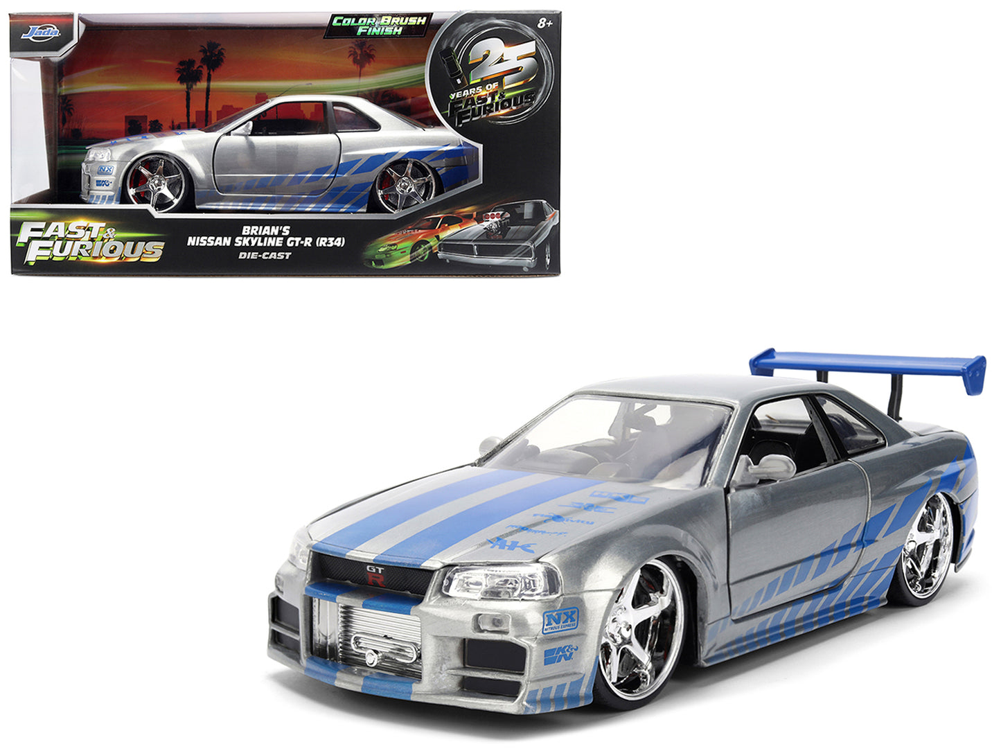 Brian's Nissan Skyline GT-R (R34) RHD (Right Hand Drive) Brush Finish "2 Fast 2 Furious" (2003) Movie 25 Years of & Furious Anniversary 1/24 by Jada <h2>Brian's Jada</h2> <p>High-quality diecast model