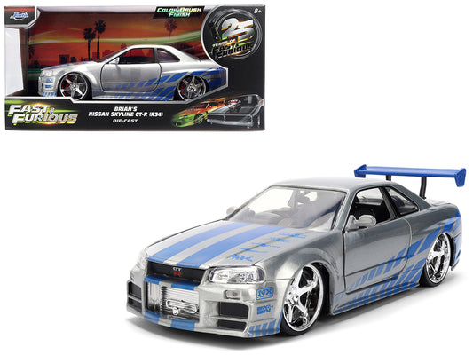 Brian's Nissan Skyline GT-R (R34) RHD (Right Hand Drive) Brush Finish "2 Fast 2 Furious" (2003) Movie 25 Years of & Furious Anniversary 1/24 by Jada <h2>Brian's Jada</h2> <p>High-quality diecast model
