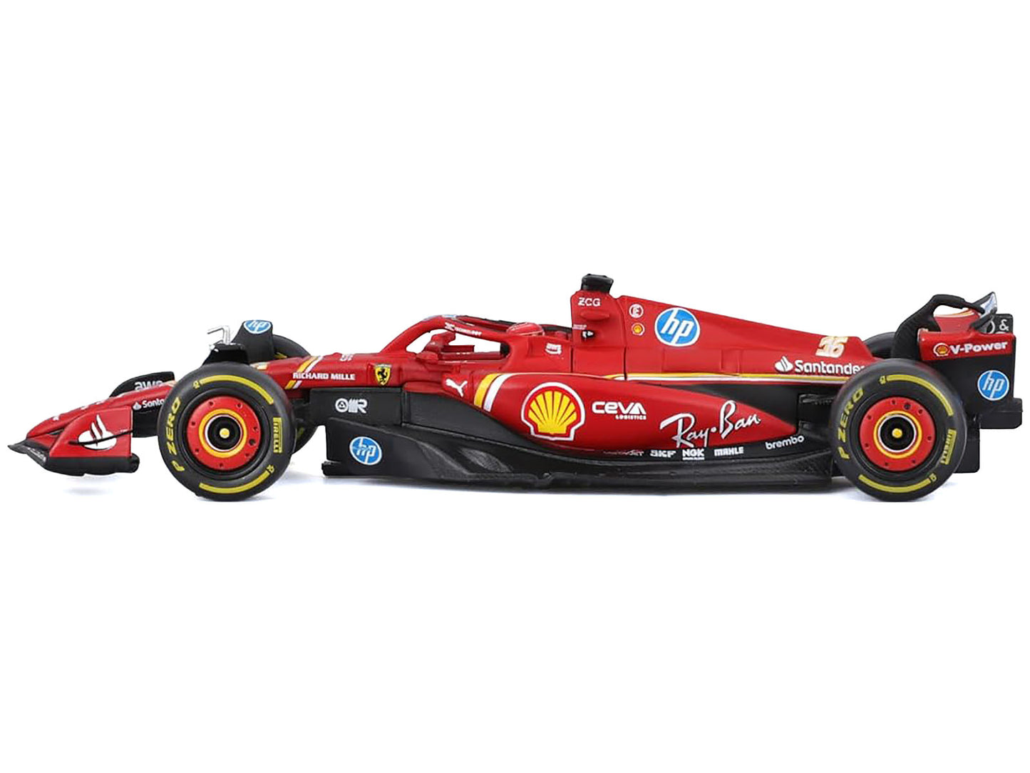 Ferrari SF-24 #16 Charles Leclerc "Formula One F1 World Championship" (2024) with Display Case "Formula Racing" Series 1/43 T&y Diecast Model Car by Bburago