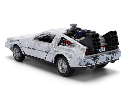 DMC DeLorean Time Machine Brushed Metal (Frost Version) "Back to the Future" (1985) Movie "40th Anniversary" Special Packaging "Hollywood Rides" Series 1/32 Diecast Model Car by Jada <h2>DMC Jada</h2>