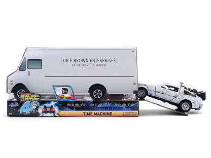 DMC DeLorean Time Machine Brushed Metal (Frost Version) "Back to the Future" (1985) Movie "40th Anniversary" Special Packaging "Hollywood Rides" Series 1/32 Diecast Model Car by Jada <h2>DMC Jada</h2>