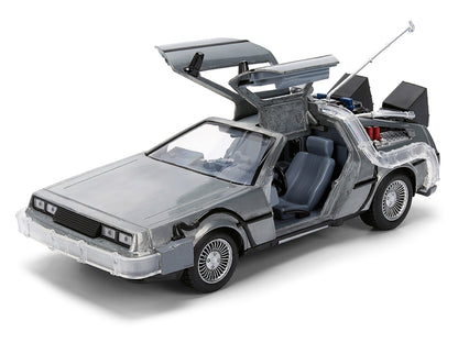 DeLorean Brushed Metal Time Machine with Lights "Back to the Future" (1985) Movie "40th Anniversary" Special Packaging "Hollywood Rides" Series 1/24 Diecast Model Car by Jada <h2>DeLorean Jada</h2> <p