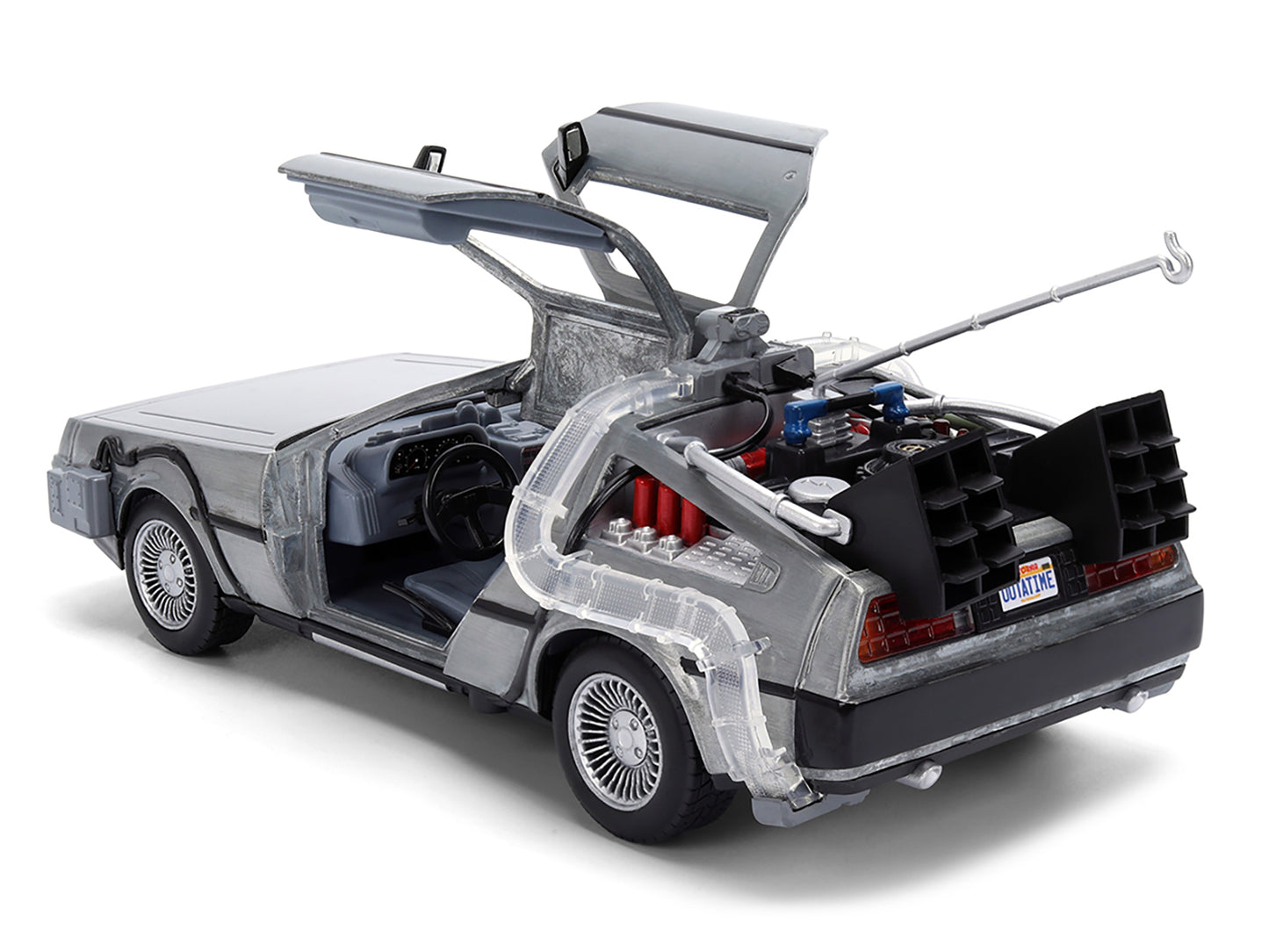 DeLorean Brushed Metal Time Machine with Lights "Back to the Future" (1985) Movie "40th Anniversary" Special Packaging "Hollywood Rides" Series 1/24 Diecast Model Car by Jada <h2>DeLorean Jada</h2> <p